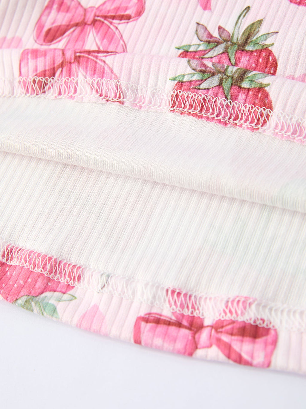 Summer Strawberry Bow Girls Short Sleeve Dress