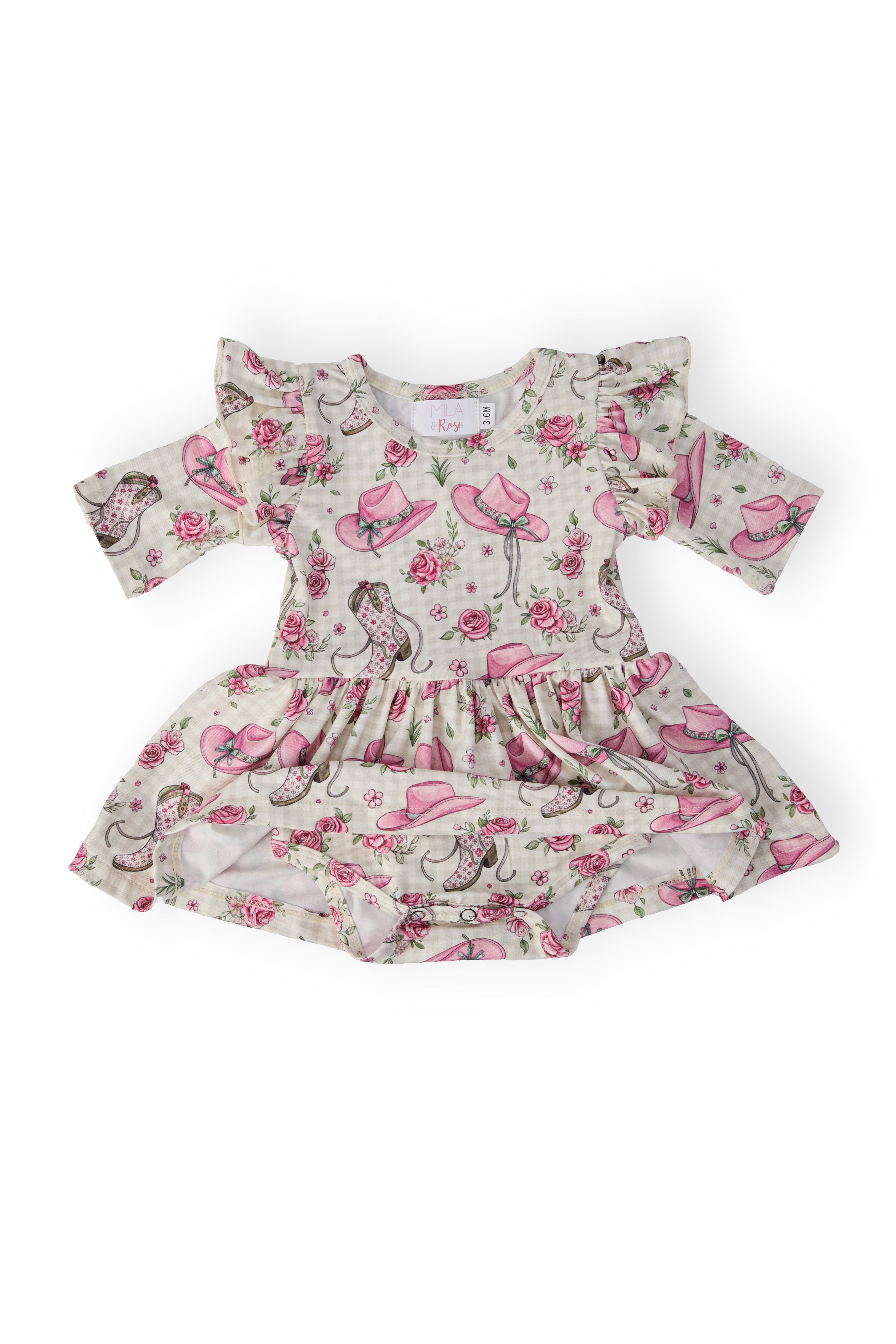 Cowgirl Cutie 3/4 Sleeve Flutter Twirl Bodysuit