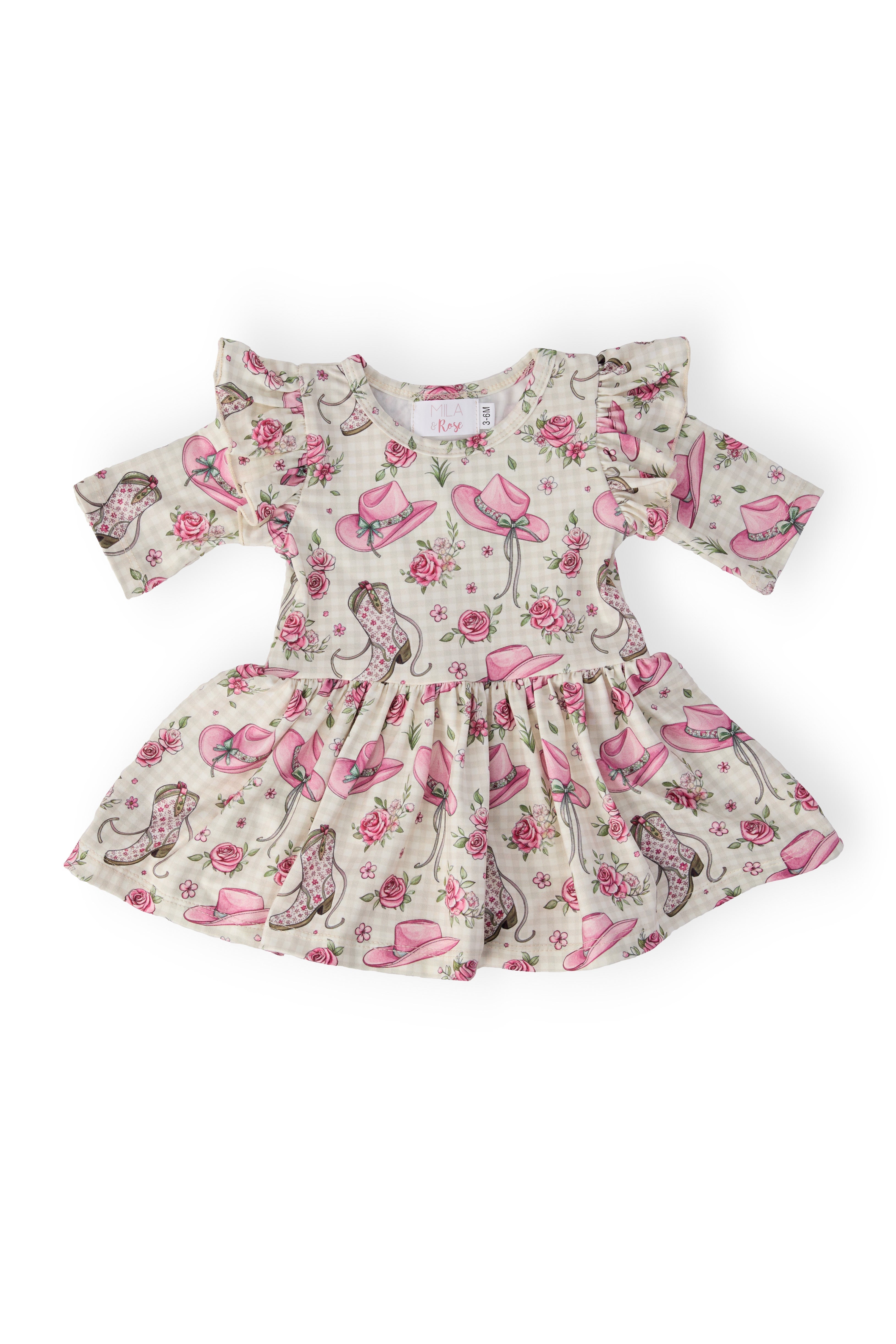 Cowgirl Cutie 3/4 Sleeve Flutter Twirl Bodysuit