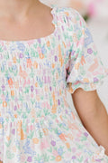 Hoppy Easter Smocked Ruffle Dress